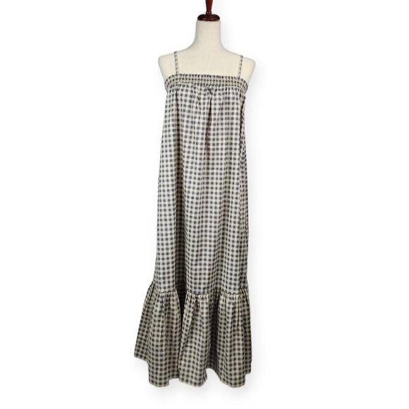 WeWoreWhat Smocked Midi Dress Gingham in Whisper White Women's Size Medium - Picture 1 of 10